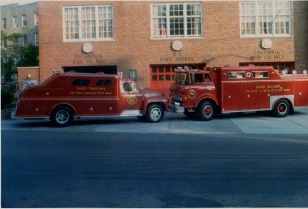 left, Rescue 12 1953 Adam Black rescue on Ford cab and chassis, in service 1953-1975




right, Rescue 12 1974 Swab heavy rescue on GMC cab and chassis, in service 1975-1994 